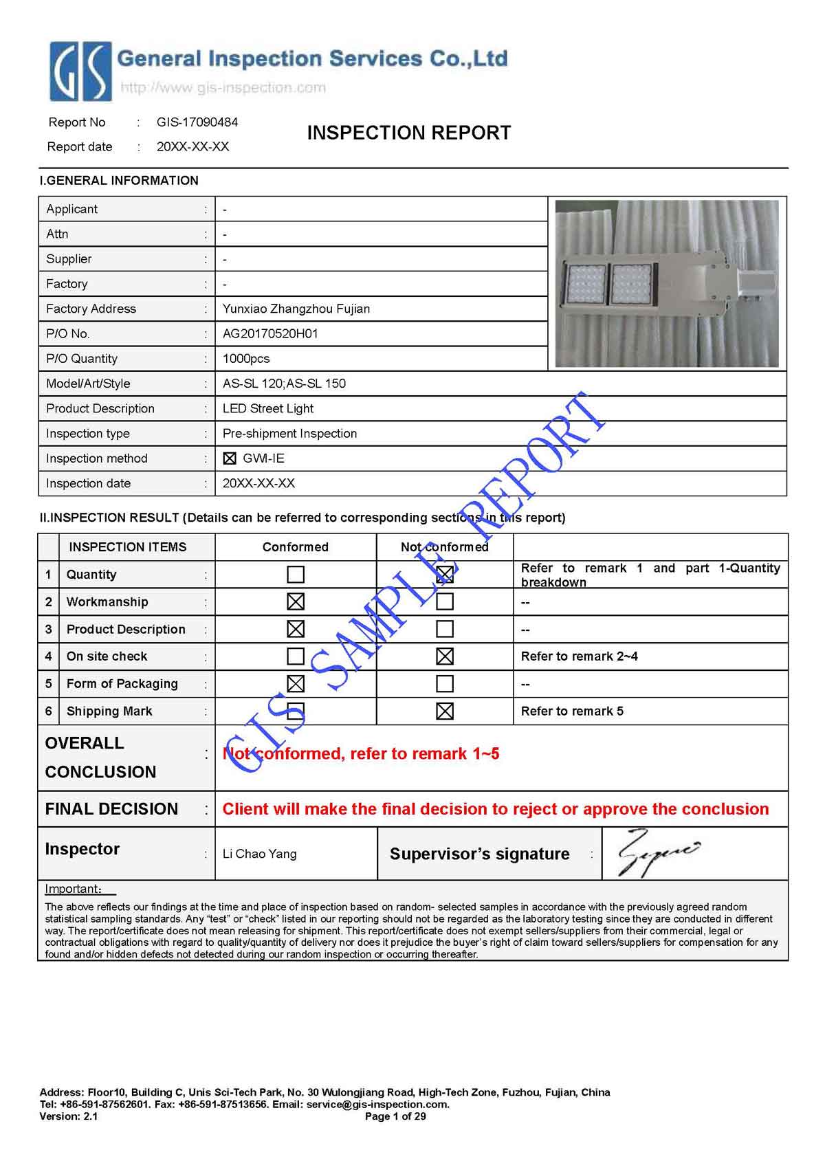 inspection report sample