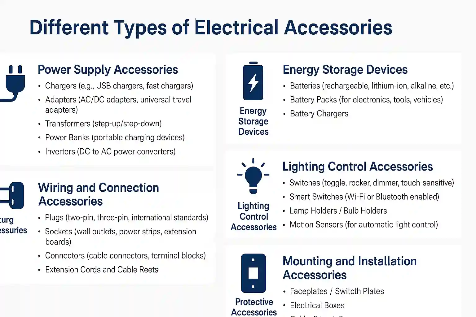 different types of electrical accessories
