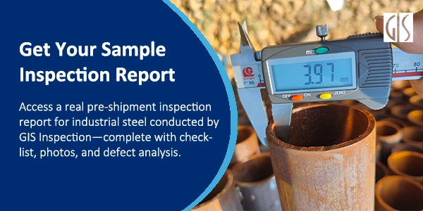 Steel quality control Inspection sample report