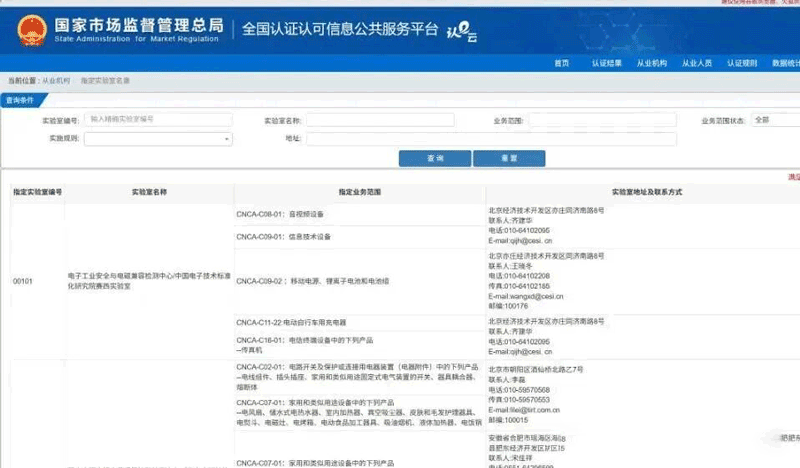 Search for Designated CCC Testing Laboratories