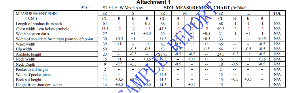garment inspection in china, dimension measurement table